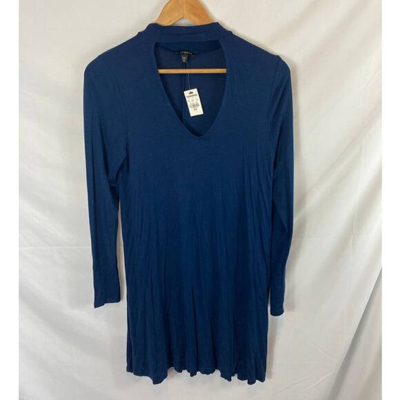 NWT Express Open Chest Long Sleeve Blue Dress Size Medium - Picture 1 of 5